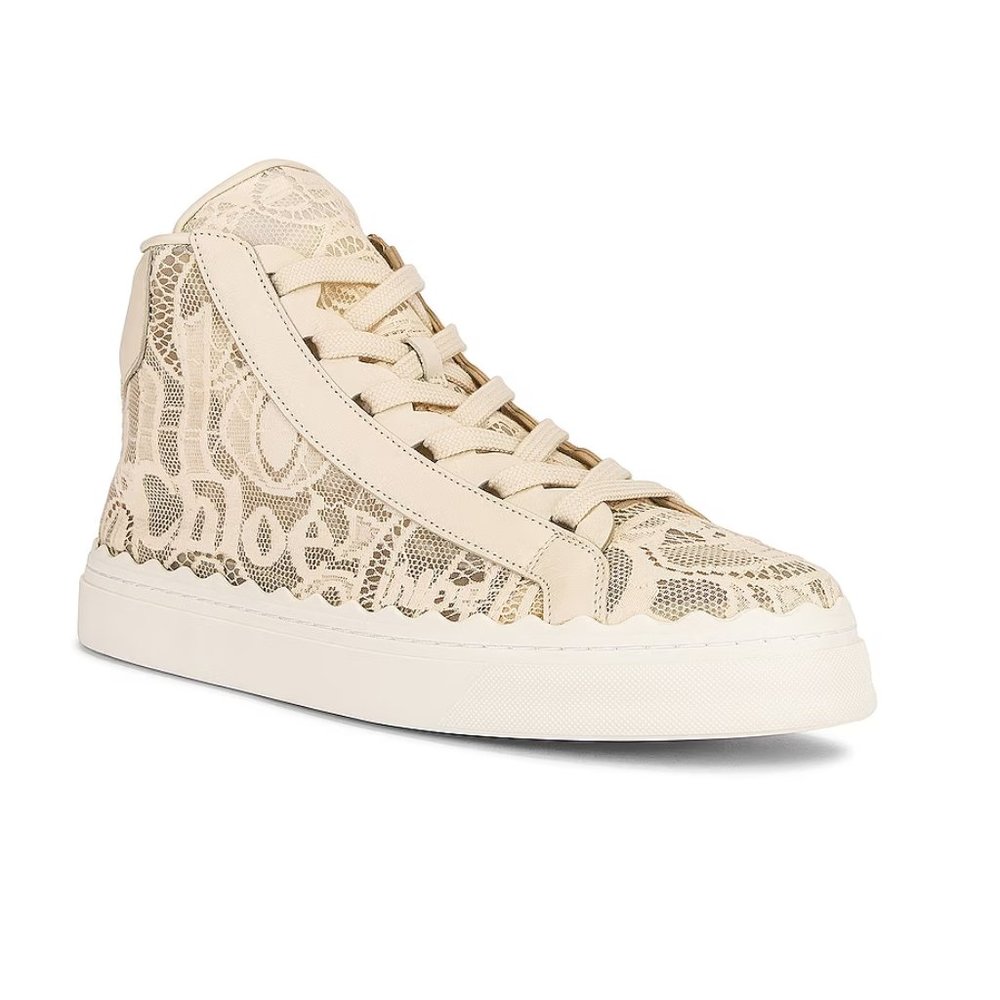 🆕 Chloe | Lauren Lace Sneaker Hightop Cream 35 New